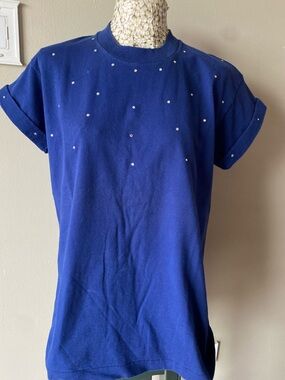 Vintage 90s Embellished Royal Blue Short Sleeve Tee